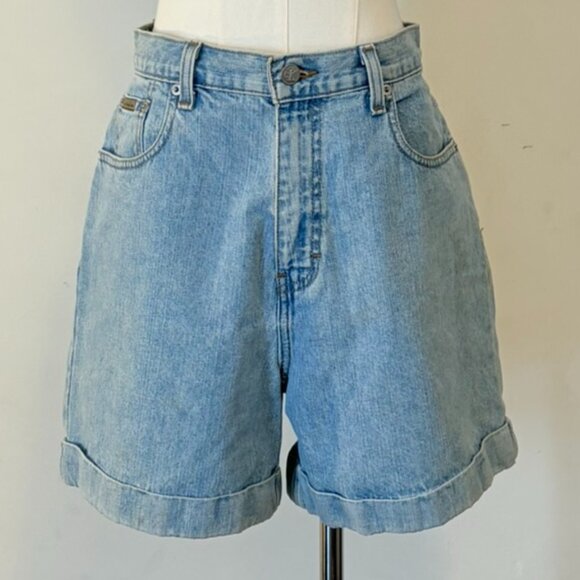 Calvin Klein Womens Size 10 Cuff Short Enzyme Wash Denim Shorts Vintage 90s - Picture 1 of 12